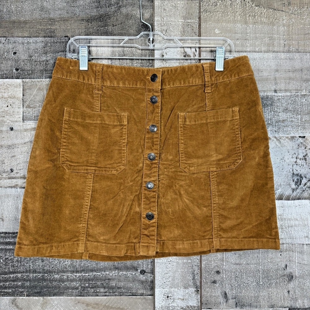 MUDD Mini Skirt Size 13 FLX Stretch Flex Brown Corduroy Button Front Y2K Style‎
